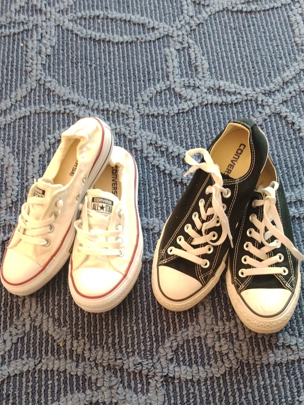 2 PAIRS!  Converse Low Top Sneakers in Cream and Black. Back To School Basics